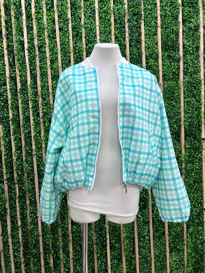 Pastel Plaid Bomber Jacket