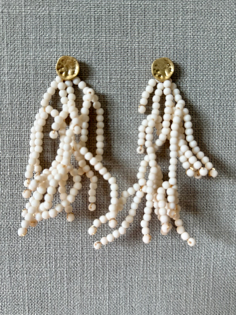 Multi Bead Coral Drop Earrings
