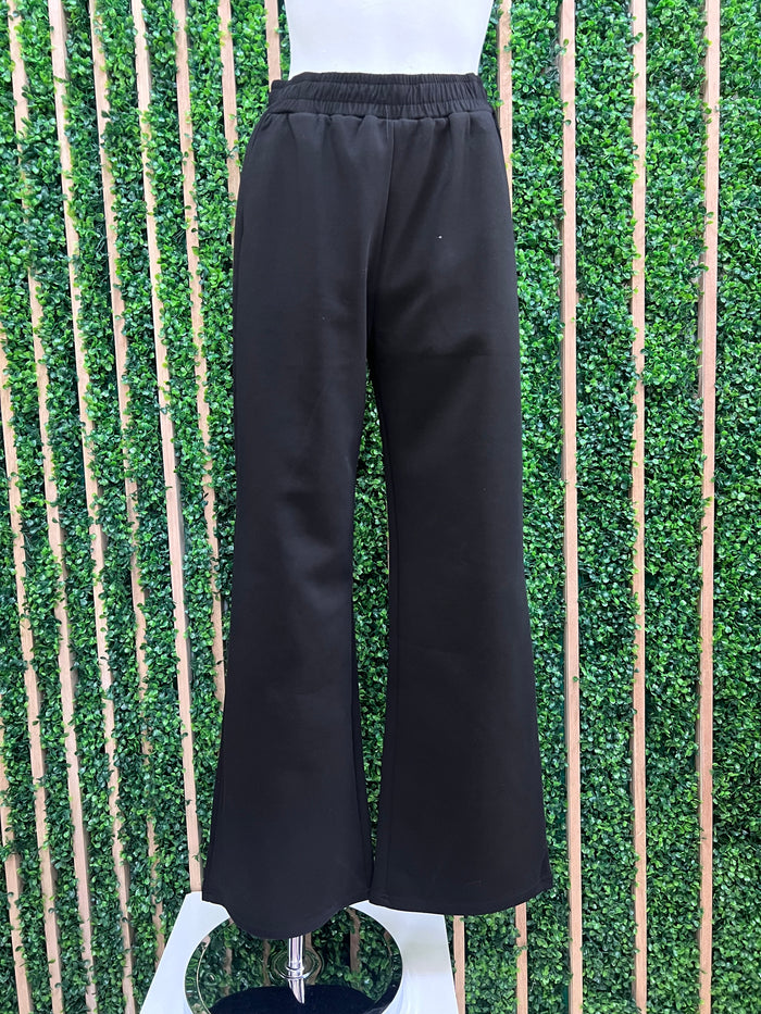Black Modal Elastic Waistband Long Pant