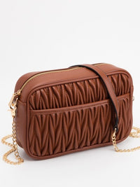 Textured Crossbody Bag with Chain Strap