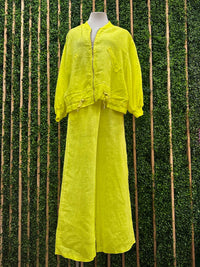 Fluorescent Linen Bomber Palazzo Set