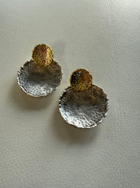 Sculpted Two-Tone Disc Earrings