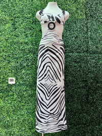 Zebra Print Chain Detail Cutout Maxi Dress