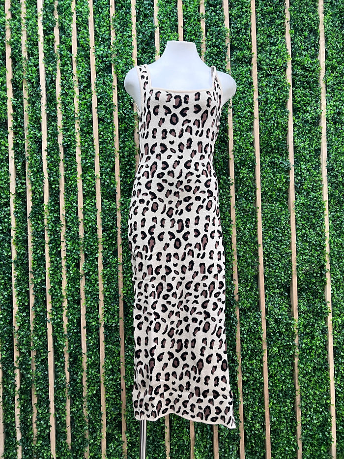 Brown Leopard Bodycon Midi Dress