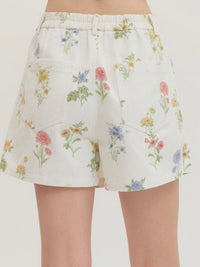 Ivory Floral Wrap Skort