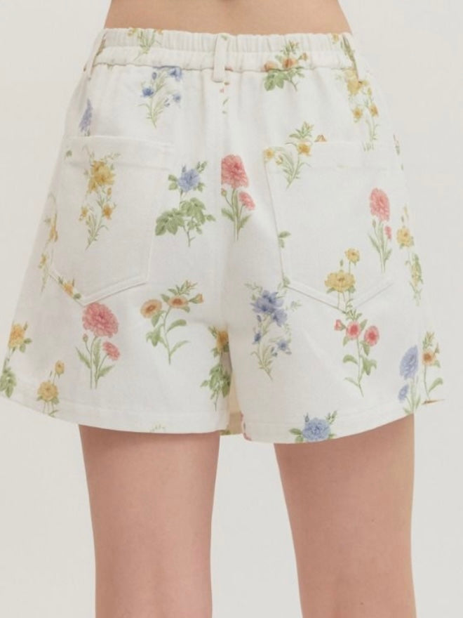 Ivory Floral Wrap Skort