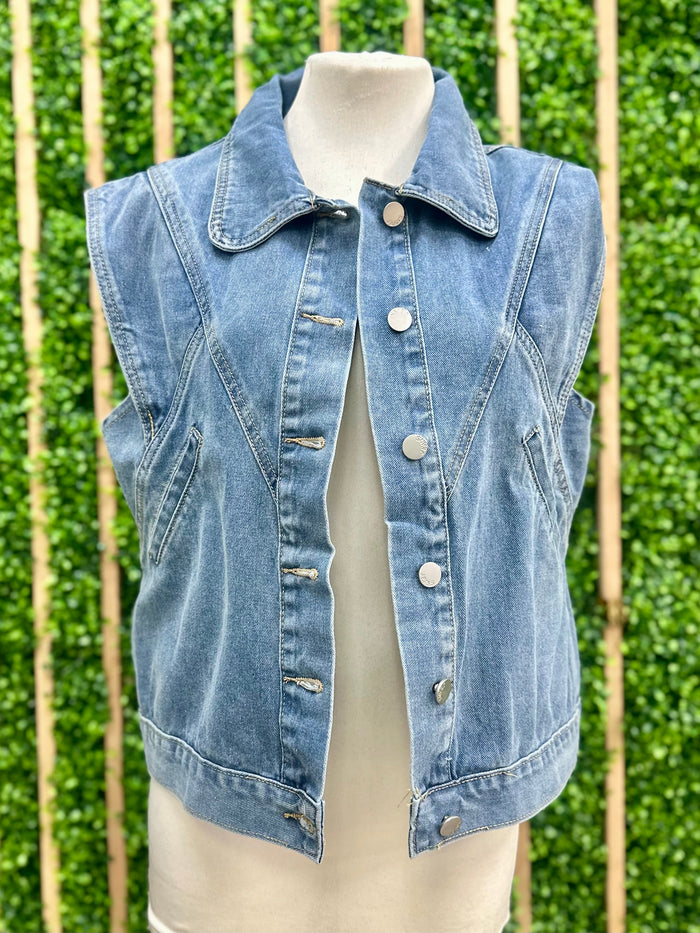 Button Down Denim Vest