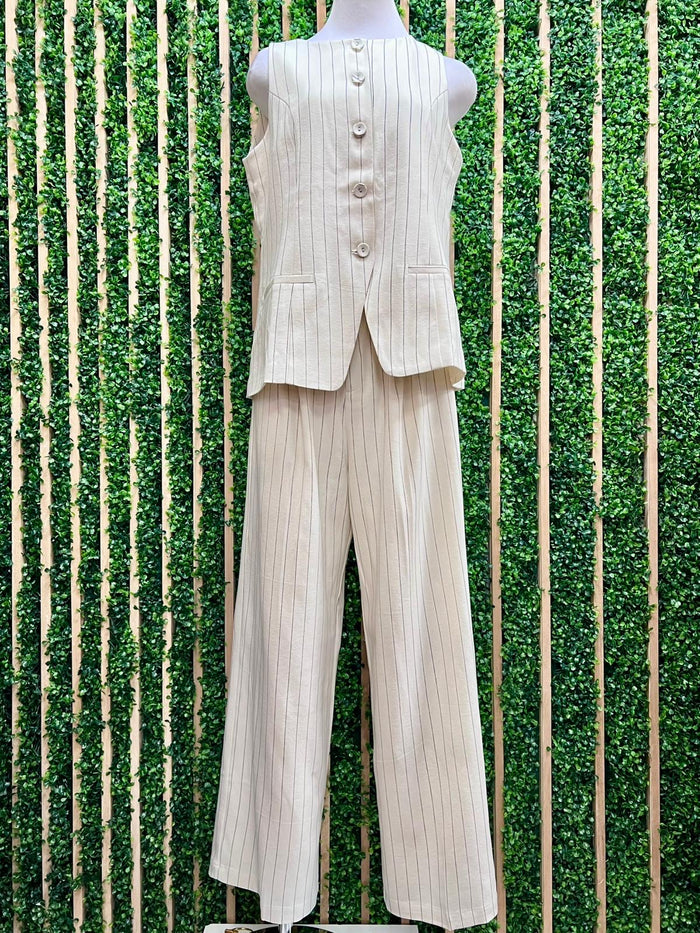 Ivory Striped Vest