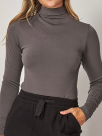 Seamless Fleece Lined Turtleneck Long Sleeve Top