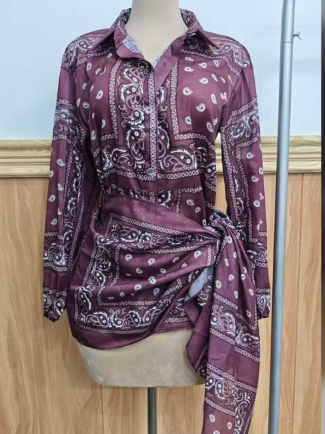 Bandana Print Button-Down Shirt and scarf