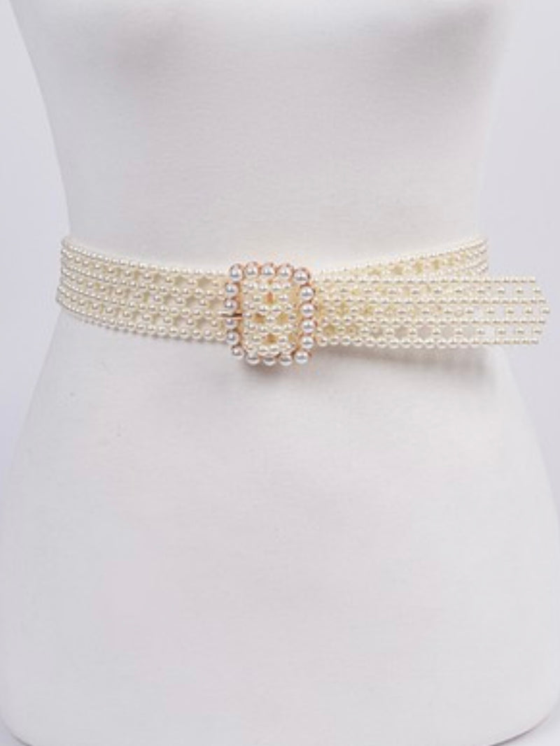 Knit Pearl Buckle Belt