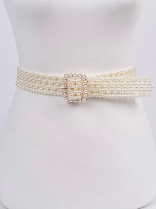 Knit Pearl Buckle Belt