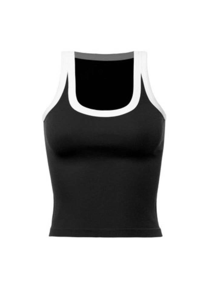 Contrast Neck High Neck Basic Top