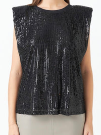 Sequin Shoulder Pad Top