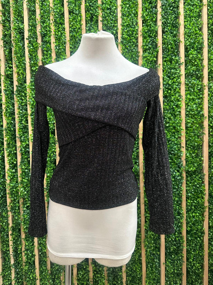 Off Shoulder Long Sleeve Knit Top