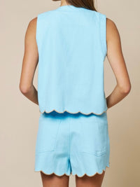 Aqua Coastal Breeze Embroidered Short Pant