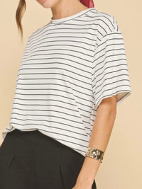 Ivory Striped Oversize Top