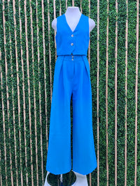 Cerulean Blue High Waist Pant