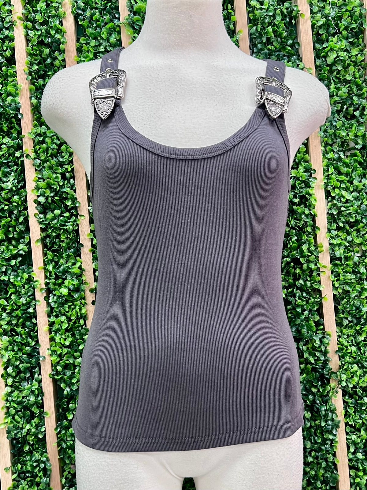 Western Buckle Detail Knit Tank