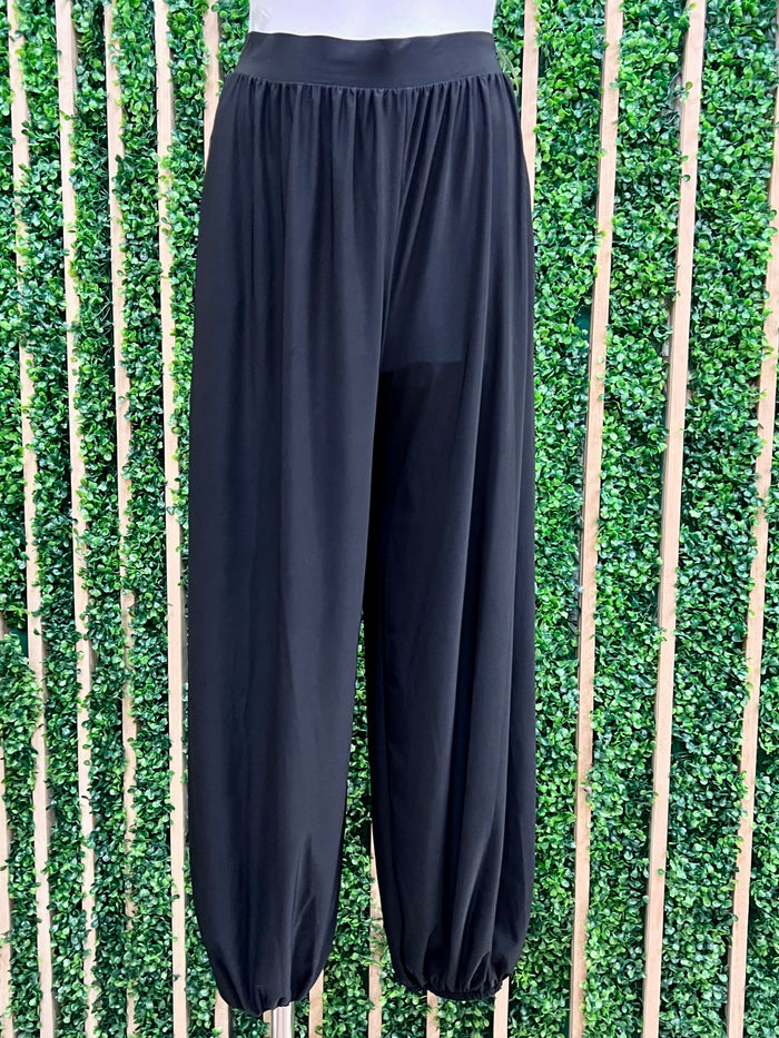 Black Relaxed Balloon Hem Pants by