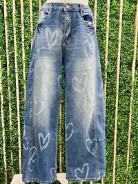 Playful Heart Loose Fit Denim Pants