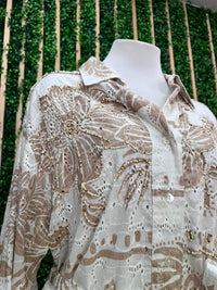 Italy Embroidered Eyelet Mix Blouse Dress