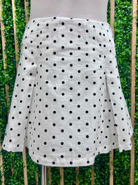 Ivory & Black Polka Dot Pleated Mini Skirt
