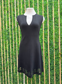 Eyelet Embroidered Sleeveless Knit Short Dress