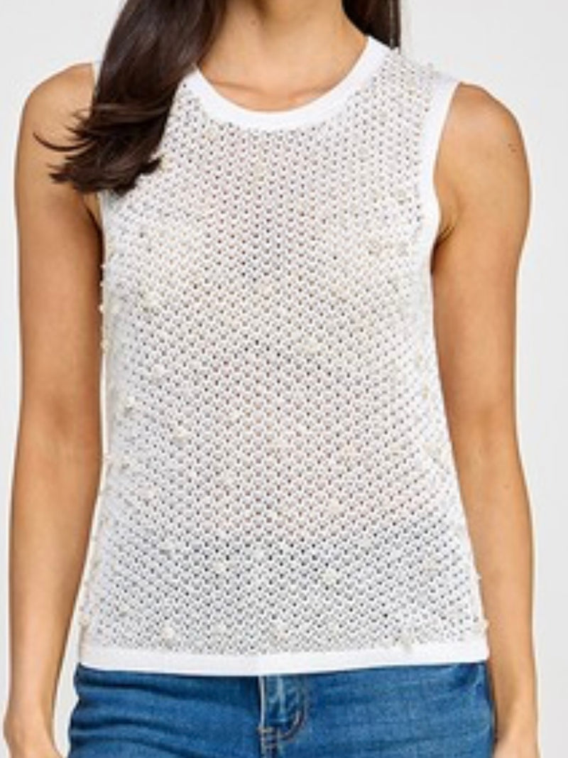 Pearl Beaded Knit Top