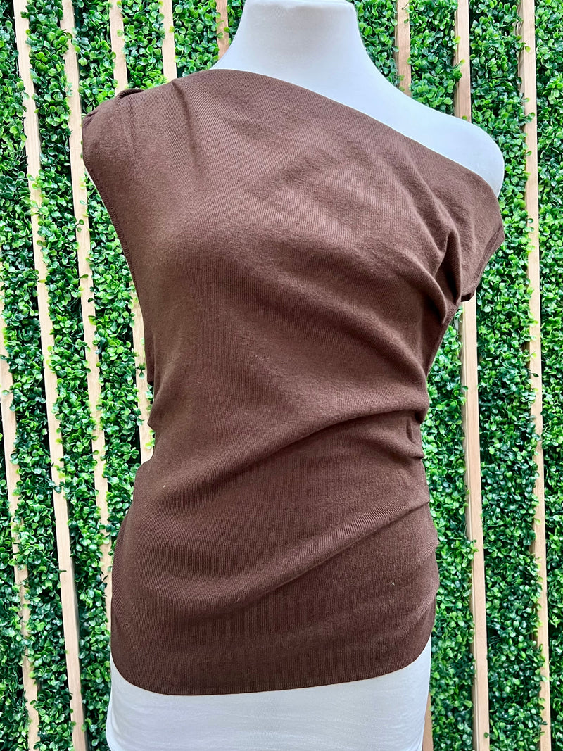 Asymmetrical Neck Sweater Top