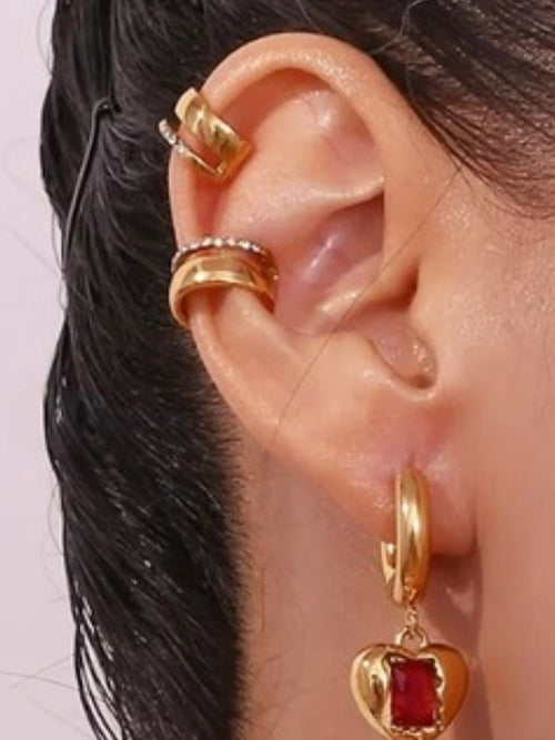 Rhinestone Detail Double Layer Ear Cuff