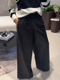 Elastic Waist Pleather Wide Leg Pants
