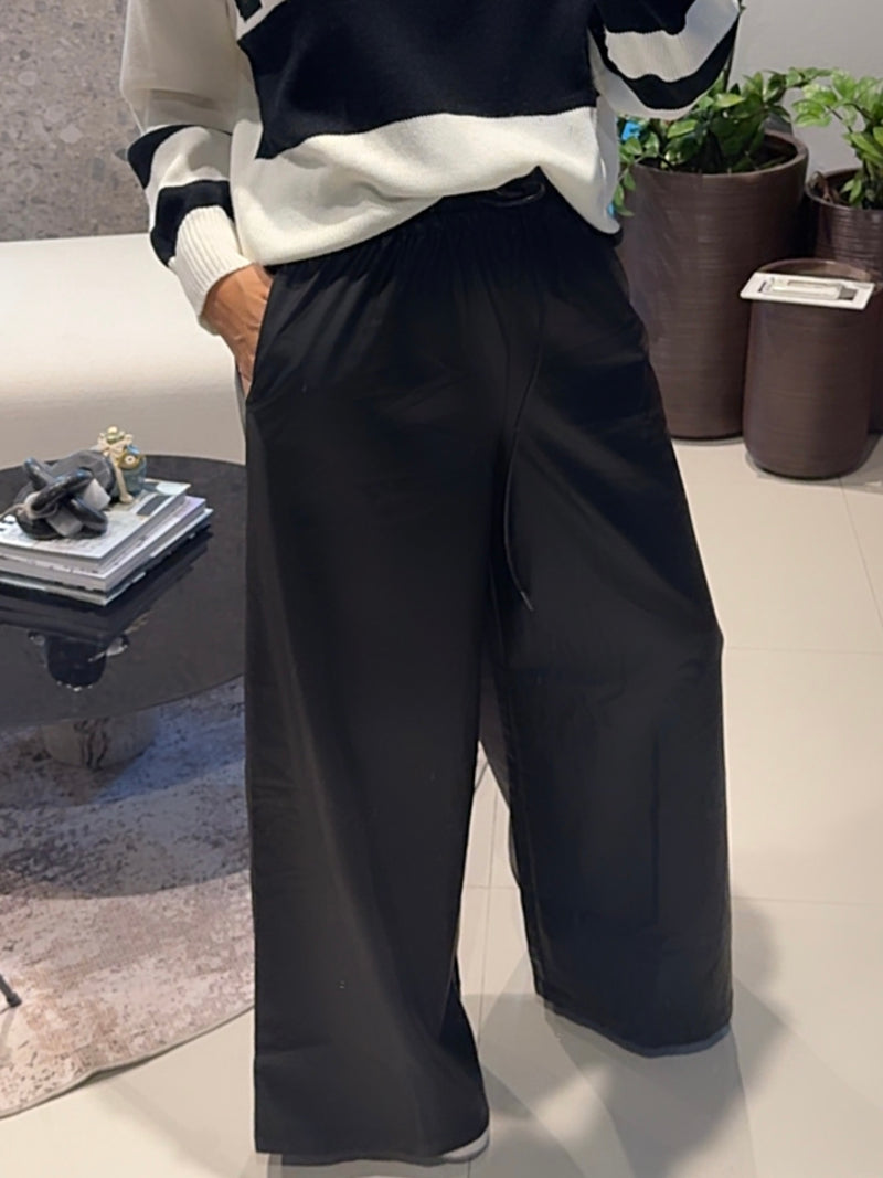 Elastic Waist Pleather Wide Leg Pants