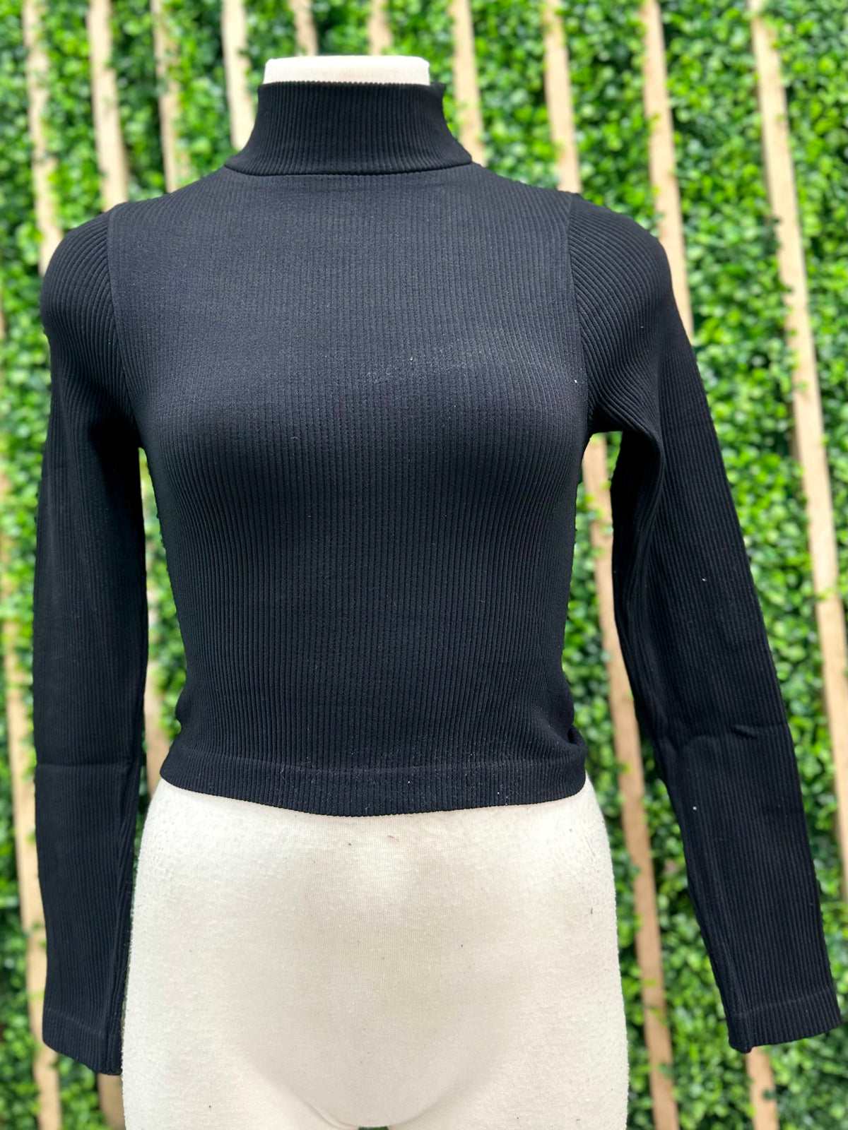 Thick Rib High Neck Long Sleeve Top