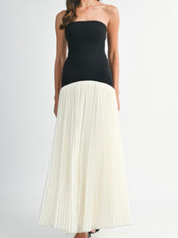 Beautiful Black White Strapless Maxi Dress