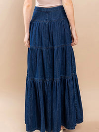 Tiered Maxi Denim Skirt