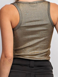 Scoop Neck Metallic Coated Tank Top