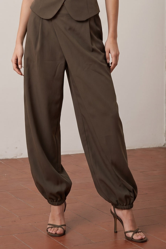 Chocolate High-Waist Tapered Jogger Pants