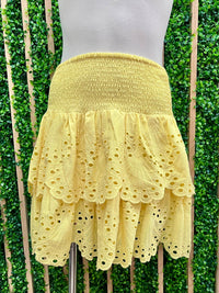 Exquisite Eyelet Boho Tiered Short Skirt