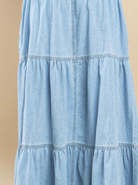 Tiered Maxi Denim Skirt