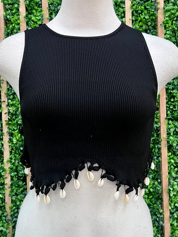 Sea Shell Trim Basic Crop Top