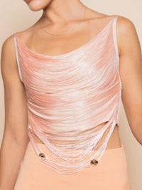 Blush Fringe Chain Top – Statement Evening Cami