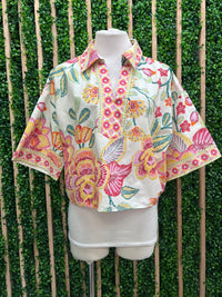 Oatmeal Pink Floral Crop Top