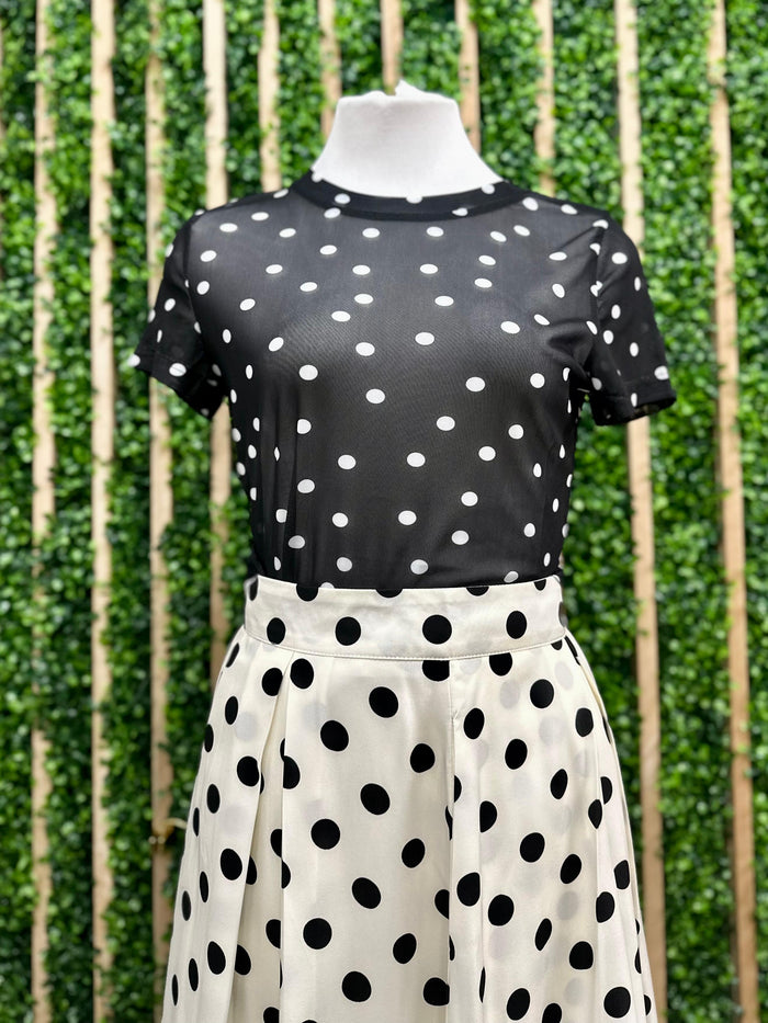 Polka Dot Midi Skirt