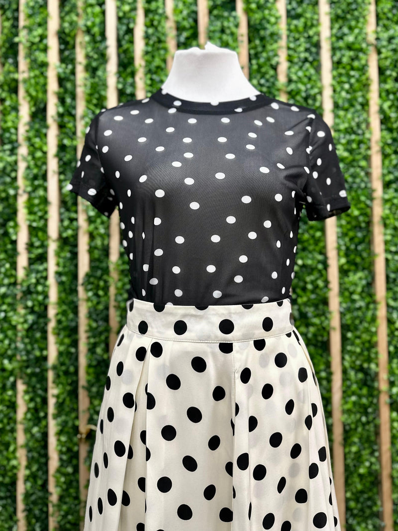 Polka Dot Midi Skirt