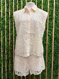 Ivory Garden Lace Sleeveless Blouse