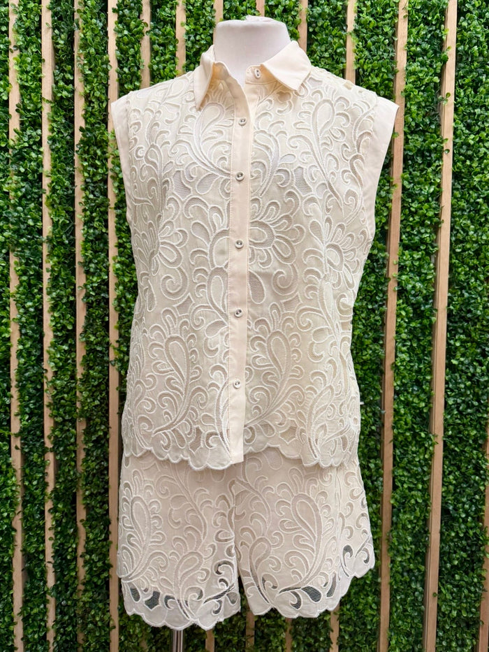 Ivory Garden Lace Shorts
