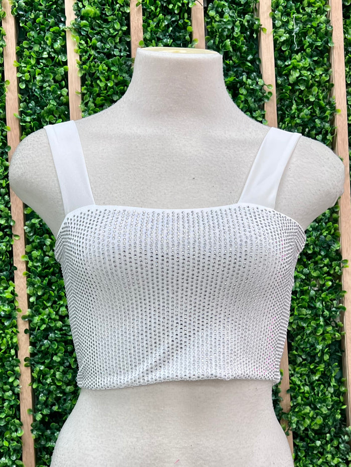 White Crystal Crop Top