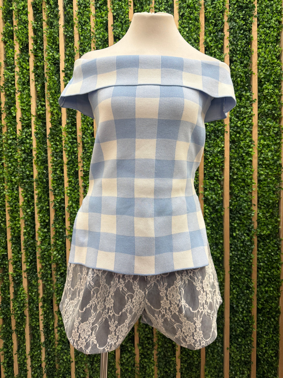 Lace Overlay Denim Shorts