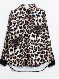 Brown Leopard Black Trim Blouse
